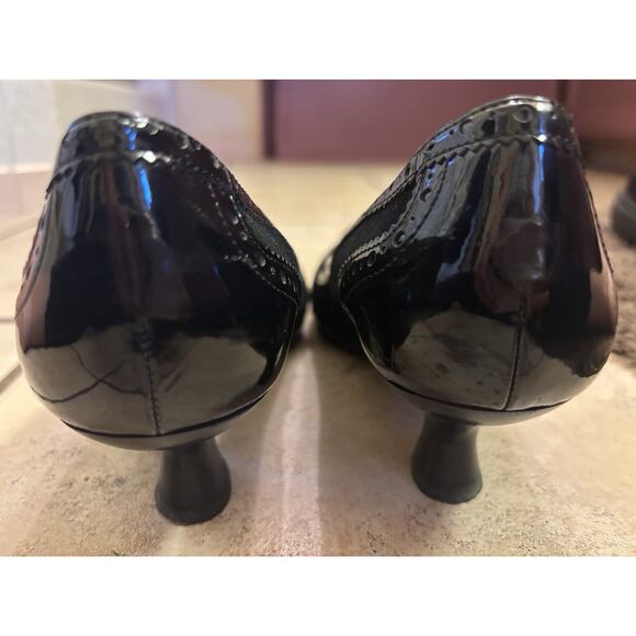 Women’s Etienne Aigner Black Leather Slip on Heel 8.5 - Picture 5 of 7